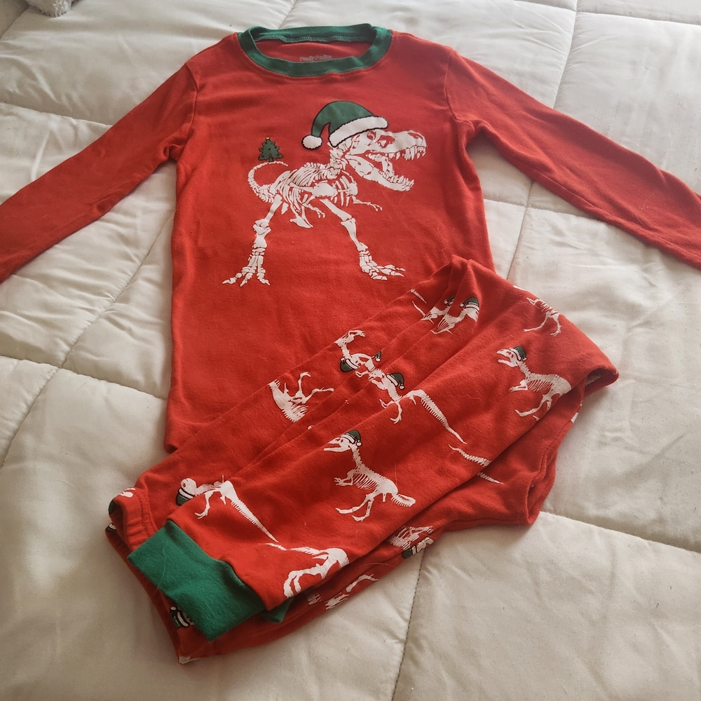 Holiday Red Dinosaur Kids Pajama Set